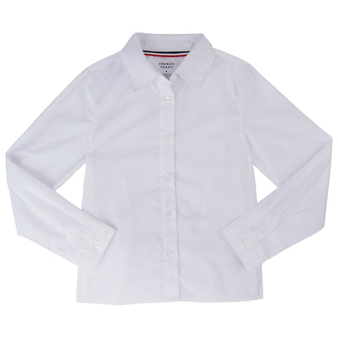 Long Sleeve Pointed Collar Blouse with Pocket Plus Sizes (1 Color)